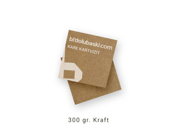 Beyaz Baskı Kraft Kare Kartvizit Baskı Online Siparişle Bidolubaskı'da