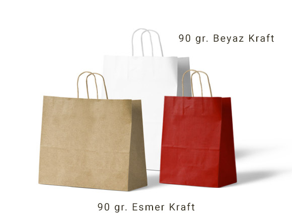 Kraft Burgu Saplı Kağıt Poşet Çanta Bidolubaskı'da