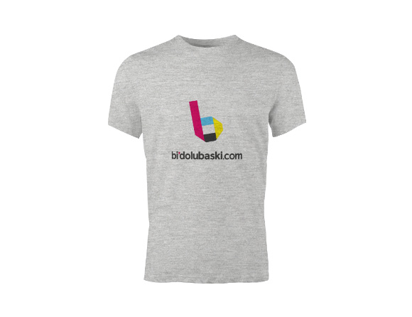 Gri Melanj Renk Unisex Tişört Baskı Bidolubaskı'da!